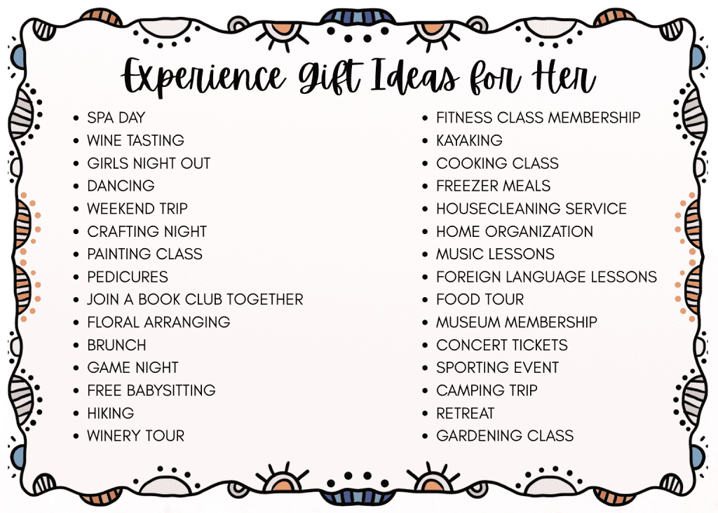 experience gift ideas for her